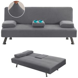 Stol täcker stretch futon jacquard soffa säng slipcover med avtagbara armstöd och kopphållare möbler skyddar hög spandex