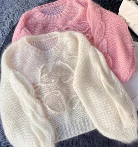 Maglioni lavorati a maglia da donna Lady Scava fuori maglia sottile Pullover See Through Look Maniche a lanterna Top larghi Grembiule