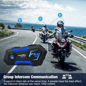 Walkie Talkie Fodsports FX4 Promotorcycle kask Bluetooth Intercom Kulaklık 1000m 4rider Grubu BT 5.0 Interphone Interphunicador Moto FM HKD230925