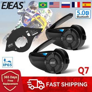 Walkie Talkie Q7 Capacete de motocicleta Fone de ouvido Intercomunicador para até 7 pilotos sem fio Bluetooth 5.1 Interfone à prova d'água Quick7 guiador remoto HKD230925