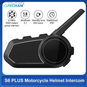 Walkie Talkie S6 Plus motorcykelhjälm Intercom Bluetooth headsets Handsfree Communicator upp till 6 ryttare Interphone med FM Radio HKD230925