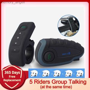 Walkie Talkie V8 1200M FM Bluetooth Intercom Motorcycle Helmet Interphone Headset NFC Support Remote Control Full Duplex For 5 Riders Group HKD230926
