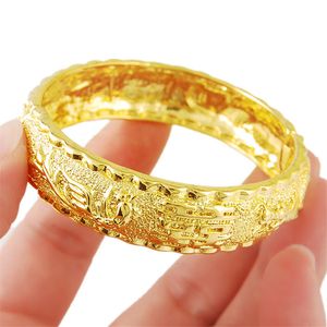 Bangle 24k pulseira de ouro real hi palavra pulseira de ouro chapeamento de ouro para presentes de jóias de casamento feminino 230923