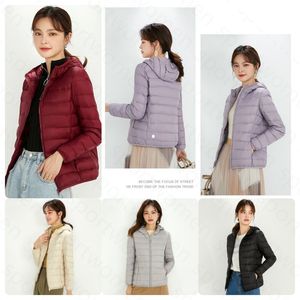 LL designer hoodie puffer jacket Women's Yoga Short Thin Down Jacket Outfit Solid Color Puffer Coat Sports Winter Outwear