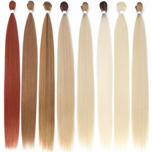 Human Hair Bulks Straight Hair Extensions Heat Resistant Synthetic Hair Bundles Colorful High Temperature Cosplay Brown Blonde Hair 230925