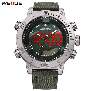 Weide Mensカジュアルクォーツミリタリークロックデジタル数字ディスプレイナイロンストラップカモフラージュリストウォッチRelogio Masculino reloj hombre312s