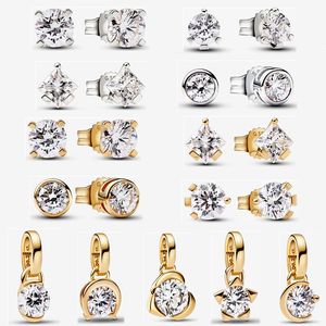 2023 Ny 925 Silver Stud Earring för kvinnor Designer smycken Fashion Charms med CZ Pendant DIY Fit Pandoras talisman lab-odlade diamantörhängen pläterade 14k guld