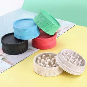 Degradable Plastic Herb Grinder 55mm Double Layer Tobacco Cigarettes Grinding Miller Dry Herbs Crushers Colorful Smoking Pipe Hand Muller Pepper Mini Grinders