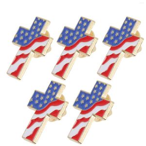 Spille 5 pezzi Zaino moda donna Distintivo Giorno dell'indipendenza Spilla per corpetto Bandiera USA Spilla Regalo Fiore all'occhiello americano In lega di zinco