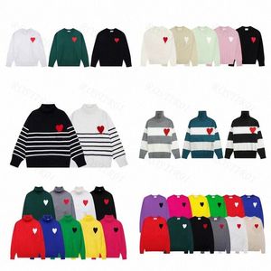Moda Amisweater Paris Sweater Mens Designer Camisas de malha Manga Longa Francês High Street Bordado Um Padrão de Coração Redondo Pescoço Knitwear Homens Mulheres 77Kx #