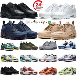 Classic 90 Mens Running Shoes OG Triple White Black INFRARED UNC Wolf Grey Desert Gorge Green Midnight Navy Olive Escape Hyper Grape Royal 90s Women Sneakers Jogging