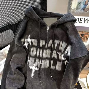 Herrtröjor tröjor amerikanska vintage brev tryckning hoodie mode personlig y2k lös enkel konst hip hop street kläder män 230925