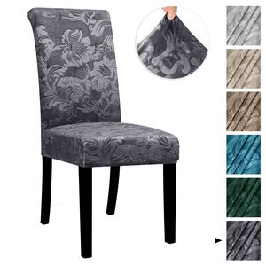 Stollekläder Velvet Elastic Chair Covers avtagbar antidirig sittplats Jacquard stretchstolskydd för matsal Kök EL 1/2/4/6 PCS 230925