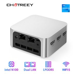 Мини-ПК Мини-ПК Chatreey Карманный компьютер Intel Celeron Quad Core N100 3xHDMI 2.0 2xGigabit Ethernet Windows 11 Wi-Fi5 230925