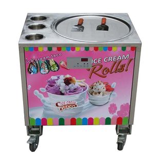 Frete grátis para a porta Comercial Fried Ice Cream Machine Alimentos Equipamento de processamento de alimentos 50cm Pan redonda única 3 tanques instantâneos