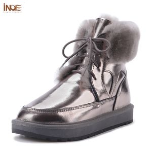 Stiefel INOE Mode Echtes Kuhleder Natürliche Schafwolle Pelz Gefüttert Frauen Kurze Knöchel Winter Schnee Lässige Warme Schuhe Wasserdichte Flache 230925