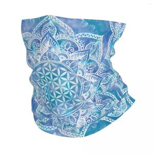 Scarves Flower Of Life Lotus Bandana Neck Cover Printed Watercolor Blue Mask Scarf Multi-use Headband Running Unisex Adult Windproof