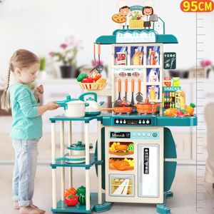 Kitchens Play Food 95cm Large Kids House Kitchen Set Spray Girl Baby Mini Cooking Simulation Dining Christmas Table Toys Gifts y230925