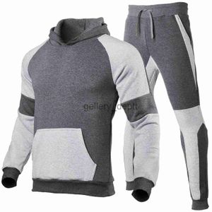 Herrspår 2023 Autumn Men's Hooded Sweatshirt Suit Fashion Sports Set Hoodie and Sweatpants 2pc Set Patchwork Color Mane Jogger Set J230925