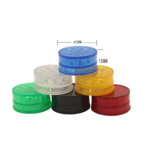 40mm Portable Plastic Mini Grinder 3 Pieces Tobacco Cigarettes Grinding Miller Dry Herb Crushers Colorful For Smoking Pipe Hand Muller Pepper 3Parts Accessories