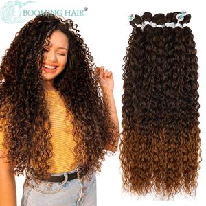 Cabelo Humano Bulks Kinky Curly Cabelo Bundles Extensões de Cabelo Sintético Loira Dois Tons Cor Cabelo Weave Bundles Grosso 300g para Mulheres 230925