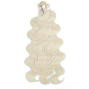 Mänskliga hår bulkar vita kroppsvåg hår buntar syntetiska naturliga väv hårfärg #4 brun piano blond rosa lila blå hårförlängningar 230925