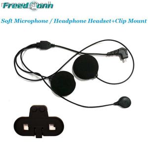 Walkie Talkie Free Shipping! Freedconn T-COMFM T-COMSC Motorcycle Bluetooth Helmet Interphone Soft Microphone/Headphone Headset + Clip Mount HKD230925