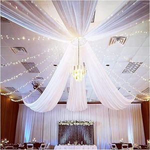 Party Decoration Wedding Ceiling Drapes 5ft X 10ft White Chiffon Fabric Event Banquet Curtain For Ceremony Stage Roof
