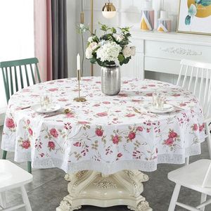 Toalha de mesa impressa redonda para jantar, à prova d'água, à prova de óleo, fácil limpeza, capa de renda, festa de casamento, decoração de casa