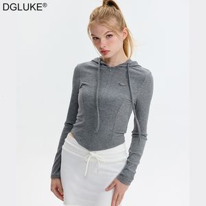 Bluzy bluzy damskie bluzy Y2K UP UP -UP Hoodie Kobiety Przycięta bluza z zamek błyskawiczna z kapturem z kapturem z kapturem z kapturem długich rękawów