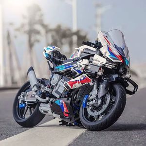 1920 PCS 기술 초고속 M 1000RR 오토바이 MOC 빌딩 블록 호환 42130 오토바이 모델 차량 벽돌 장난감 선물