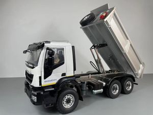 1/14 6x4 6x6 CNC Tamiya Lesu RC 트럭 트럭 Tipper 장난감 소년 선물을위한 유압식 덤프 트럭