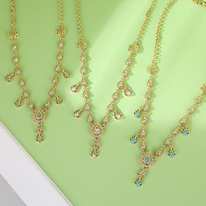 Pendant Necklaces Moroccan Wedding Dress Hair Jewelry Water Drop Forehead Chain Necklace Dual Purpose Gold Plated Kaftan Bridal Bijoux Gift