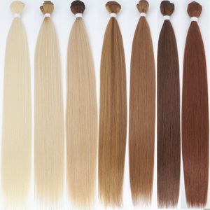 Mänskliga hårbulkar 26 tum raka hårförlängningar ombre hårbuntar värmebeständigt fiber hårvävning syntetiskt rakt hår 230925