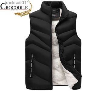 Herrvästar varumärke ned bomullsväst Mens Winter Fleece Warm Lamb Fleece Jacket Män tjocka plus-storlek Youth Jacket Waistcoat S-8xl Vests Gilet L230925