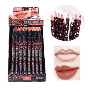 Lipstick 48Pcs/Lot Matte Lip Liner Pencil With Sharpener Long-lasting Waterproof Lipstick Lip Outlines Pen Lips Makeup Tools Cosmetics 230925