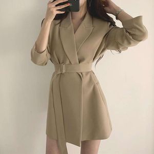 Korean Fashion Women's Lace-up Suit Jacket Office Lady Spring Autumn Tops Slim Fit Designer High Quality Coat British Style Top