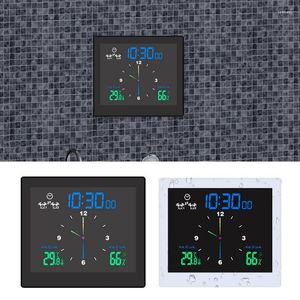 Wall Clocks Digital Clock Waterproof Bathroom Shower Suction Stand Alarm Timer Temperature Humidity Meter