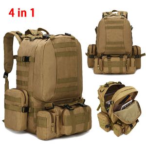 حزم الظهر الأكياس في الهواء الطلق 50L حقيبة ظهر تكتيكية للرجال مقاوم للماء 4 in1 Molle Sport Bag Bag Climbing الجيش الرحلات الجيش 230925