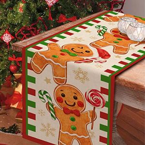 Corredor de mesa Natal Gingerbread Man Table Runner Snowflake Casa Cozinha Festiva Doces Sala de Jantar Decoração Interior Outdoor Party Supplies 230925