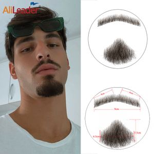 Bulks de cabelo humano laço falso bigode e barba curta invisível laço falso barba realista para homens sintético falso barba mustable artesanal cabelo real 230925