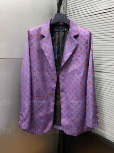 Designer jaqueta mulheres blazer casaco roxo top manga comprida lapela vermelho clássico impressão completa temperamento senhora roupa formal casaco designers jaquetas mulheres