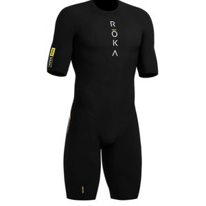 Cykeltröja sätter Roka tillbaka dragkedja Mens Cycling Skinsuit Triathlon Speastsuit Trisuit Short Sleeve Speedsuit Maillot Ciclismo Running Clothing 230925