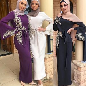 Mütevazı Müslüman Siyah Balo Elbiseleri Boncuklu Dantel Aplikler Uzun Kollu Arap Arap İslami Özel Fırsat Elbise Ayak Bileği Uzunluğu Kadınlar Kılıf Akşam Partisi Elbise