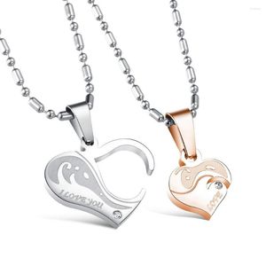 Pendant Necklaces Romantic Gift For Valentine's Christmas Day Heart Puzzle Design Stainless Steel Vintage Necklace Women Men Jewelry GX922