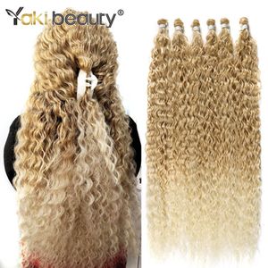 Ludzkie bory włosów syntetyczne perwersyjne kręcone włosy pakiety Ombre Color Organic Fibre Hair Extensywność Zamów 9PCS pełny głowa Yaki Beauty 230925