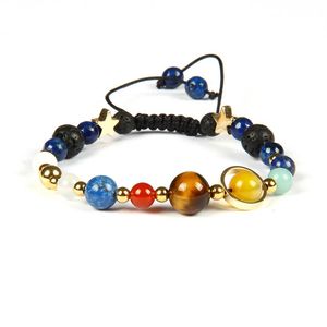 Universe Galaxy The Eight Planets In The Solar System Guardian Star Macrame Bracelet With All Natural Stone Beads Whole 10pcs 266i