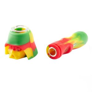 Tubi colorati in silicone di Halloween Stile teschio di cartone animato Portatile Facile da pulire Vetro a nove fori Schermo filtrante Cucchiaio Ciotola Portasigarette per tabacco alle erbe Fumo a mano