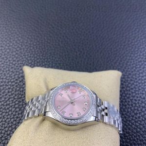 Różowy na rękopis damski marka ROL Wysoka jakość 31 mm dziennik stal nierdzewna kobieta 2813 Diamentowa ramka lady damie datejust zegarek