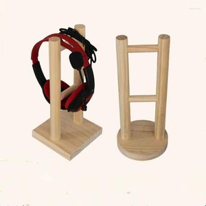 Piatti decorativi Supporto per gancio per cuffie in legno per cuffie Espositore da scrivania per cuffie